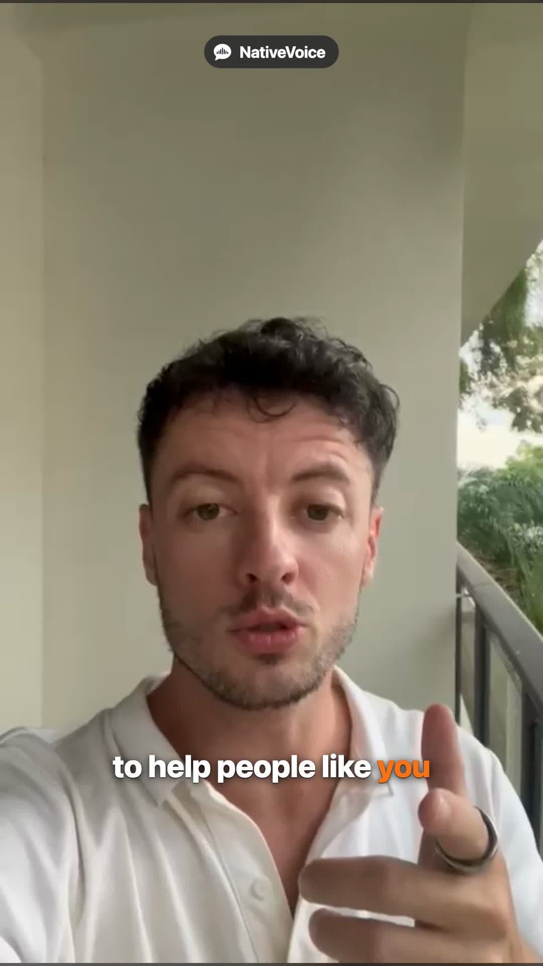 Alan speaking in a NativeVoice launch video with captions